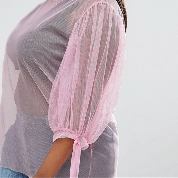 Mesh Top with Exaggerated Bow Sleeves - Picture 6 of 8